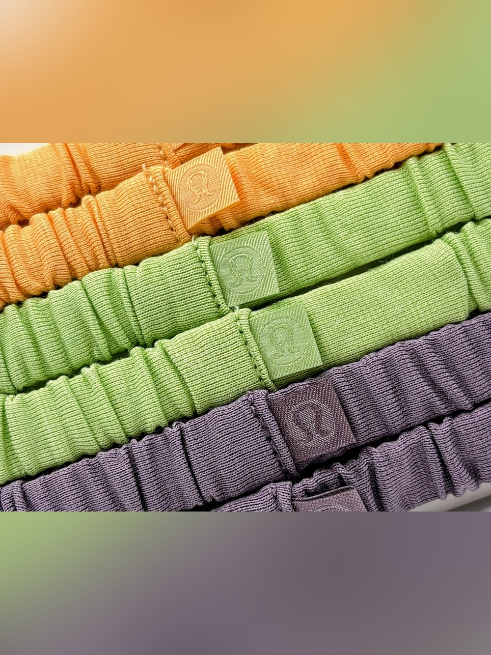 NWT lululemon Skinny Scrunchies 6-pack Rock Melon/Lemongrass/Purple Ash